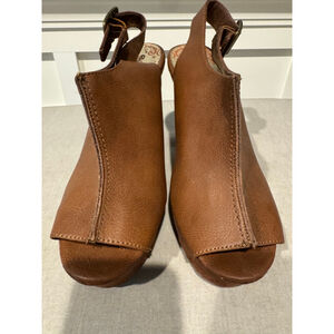 Women's BRASH Brown platform Wedge slingback Sandals Size 10